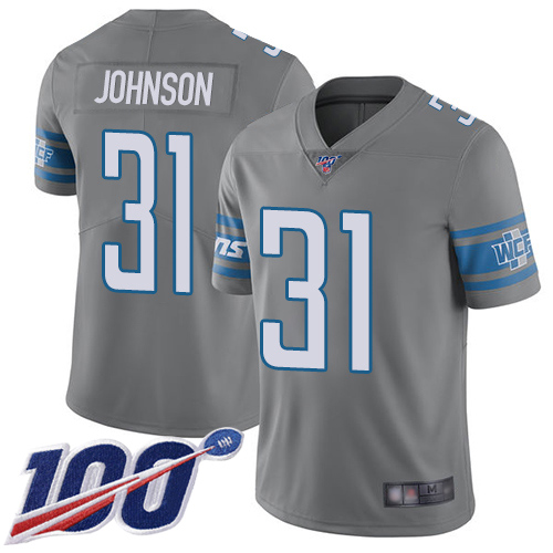 Detroit Lions Limited Steel Men Ty Johnson Jersey NFL Football 31 100th Season Rush Vapor Untouchable